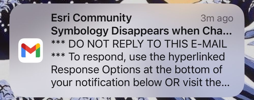 Esri Community Post Notification on iPhone.