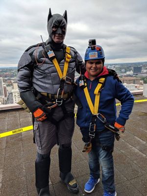 Mentor and mentee, ready to rappel 24 stories!