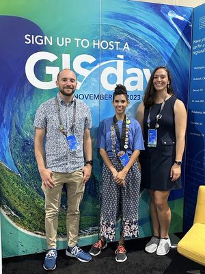 L - R: GIS Day Advocates, Adam Miller, Sarah Fox and Jenna Fiacco at UC '23.