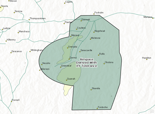 Derived airspace with XY Tolerance value apply results in a consistent border.