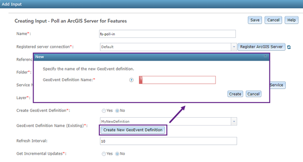 Manually create a new GeoEvent Definition from an input connector using the new “Create new GeoEvent Definition” shortcut