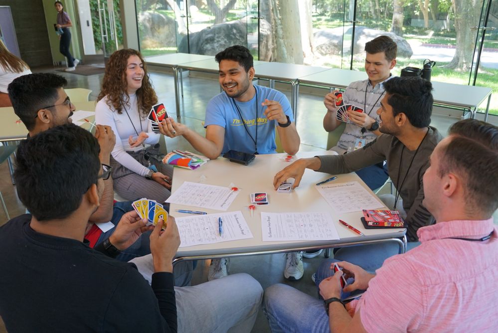 Esri interns playing a game during a Monday Meet-Up