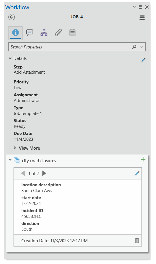 View, edit, and delete 1-M job properties from the workflow pane