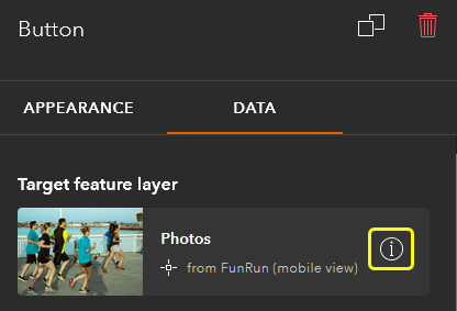 Info button for the target feature layer