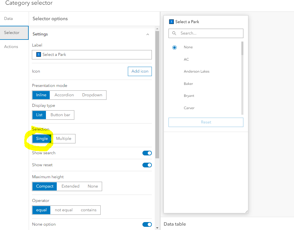 ArcGIS Dashboards Category Selector Multiple Sel... Esri Community