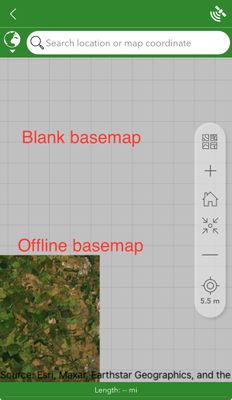 Blank area outside an offline basemap extent