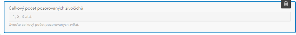 Obr. 4.  Popis a nápověda pole Celkový počet pozorovaných živočichů.