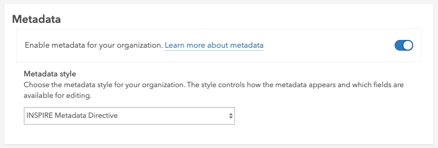 Administrators configure the metadata style in the organization settings.