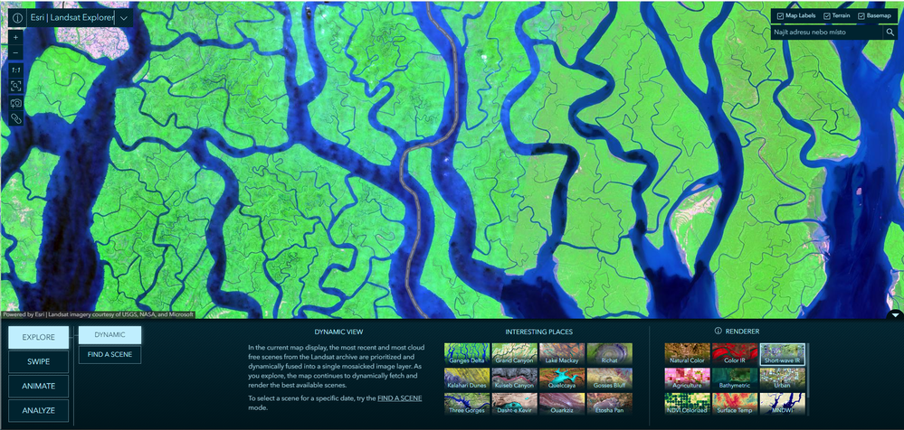 Aplikace Landsat Explorer