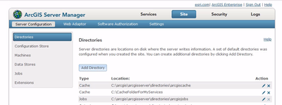 A screen capture showing an example of multiple cache directories.