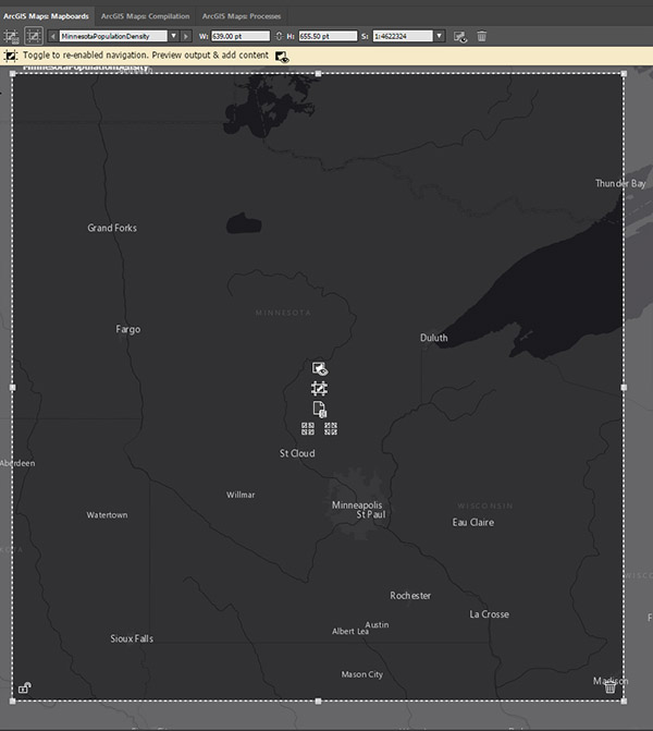 Mapboard extent, ArcGIS Maps for Adobe CC