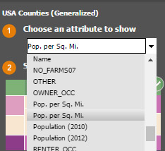 Choose an attribute to show, ArcGIS Maps for Adobe CC