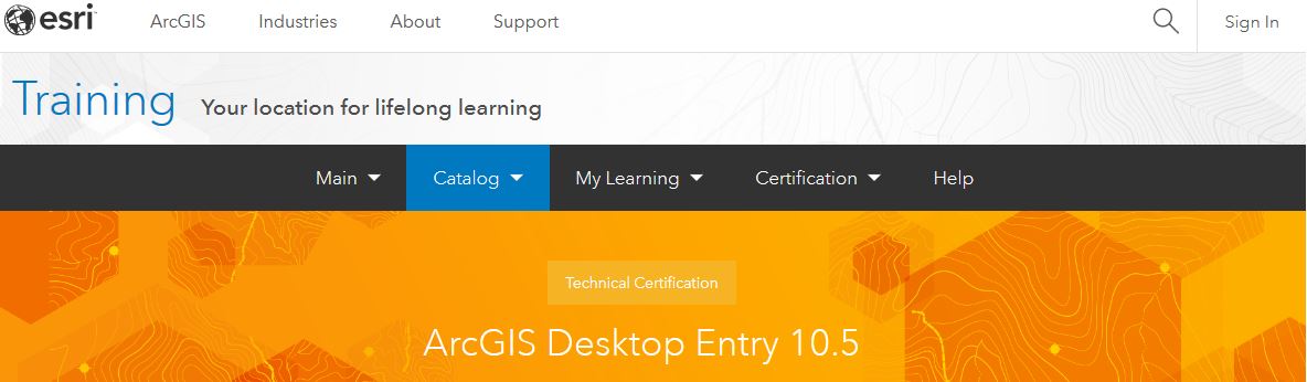 Esri Desktop 10.5 Entry Level Certification web page