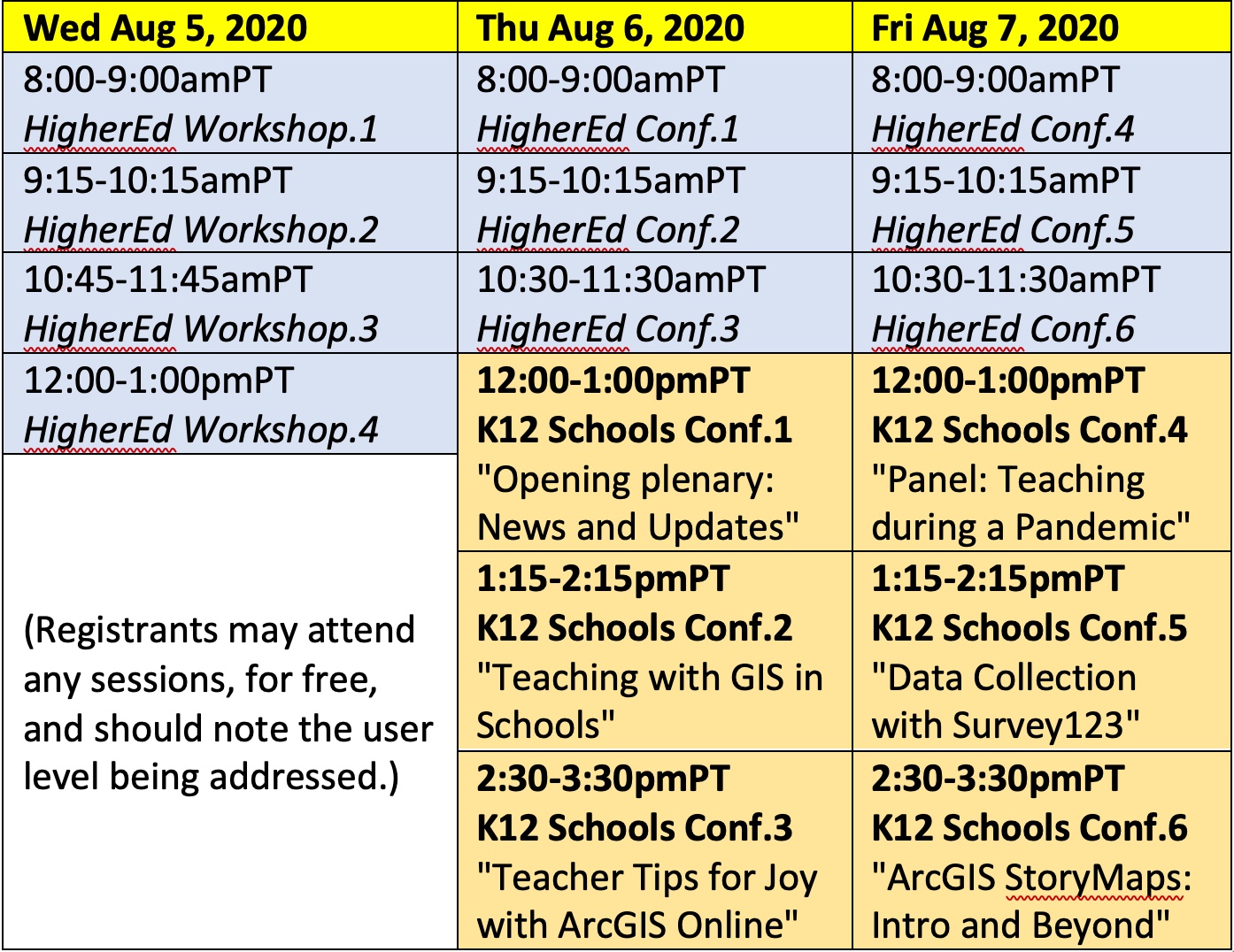 EdUC schedule