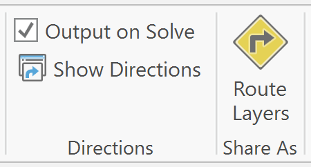 VRP Ribbon Directions section and Share As section